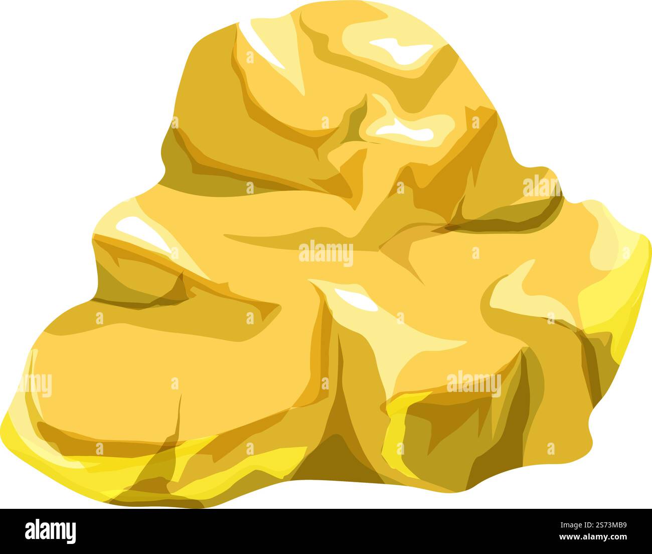 Metallo o pietra preziosa, ricchezza minerale isolata e ricchezza. Gold banking e risparmi, asset finanziari e investimenti. Massa di rocce dorate, ricerca o conservazione di gemme. Vettore nell'illustrazione piatta. Oro metalli preziosi, ricchezza e ricchezza Illustrazione Vettoriale