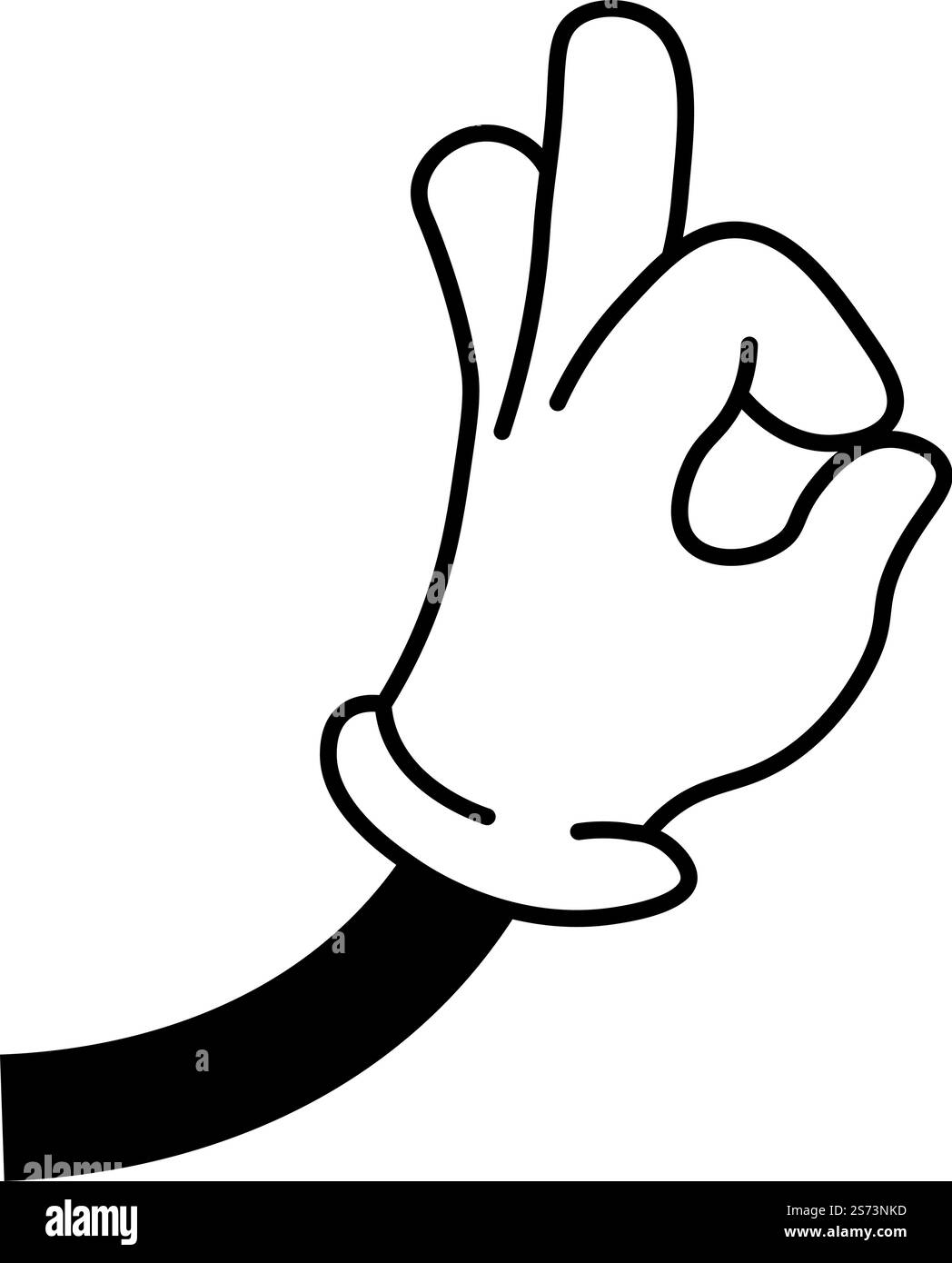 Gesto della mano del personaggio dei cartoni animati, icona isolata di comunicazione non verbale e simboli. OK o approvazione, accordo o buona scelta. Soddisfazione e buon segno, ottima recensione. Vettore in stile piatto. Okay gesto, comunicazione linguistica non verbale Illustrazione Vettoriale