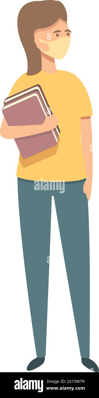 Icona abbigliamento maschera scuola vettore cartoni animati. Faccia del bambino. Classe sociale. Icona abbigliamento maschera scuola vettore cartoni animati. Faccia del bambino Illustrazione Vettoriale