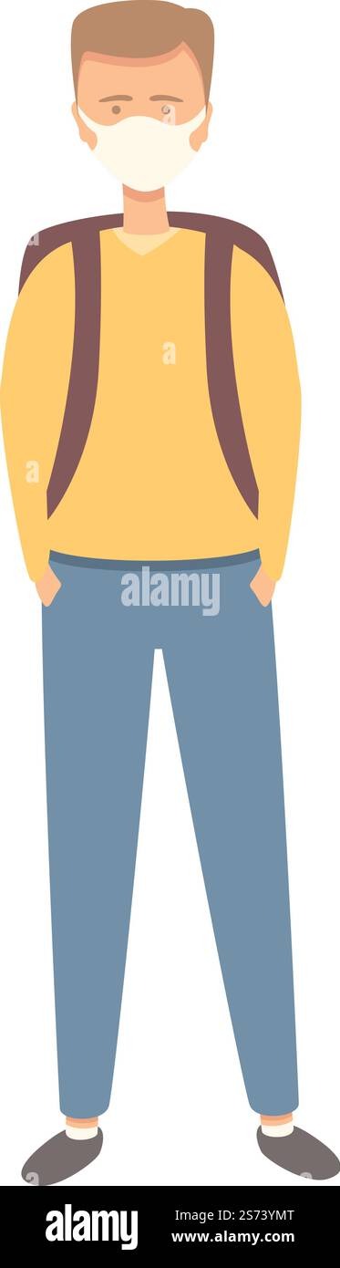 Icona della maschera di cura vettore del cartone animato. Faccia ragazzo. Classe sociale. Icona della maschera di cura vettore del cartone animato. Faccia ragazzo Illustrazione Vettoriale