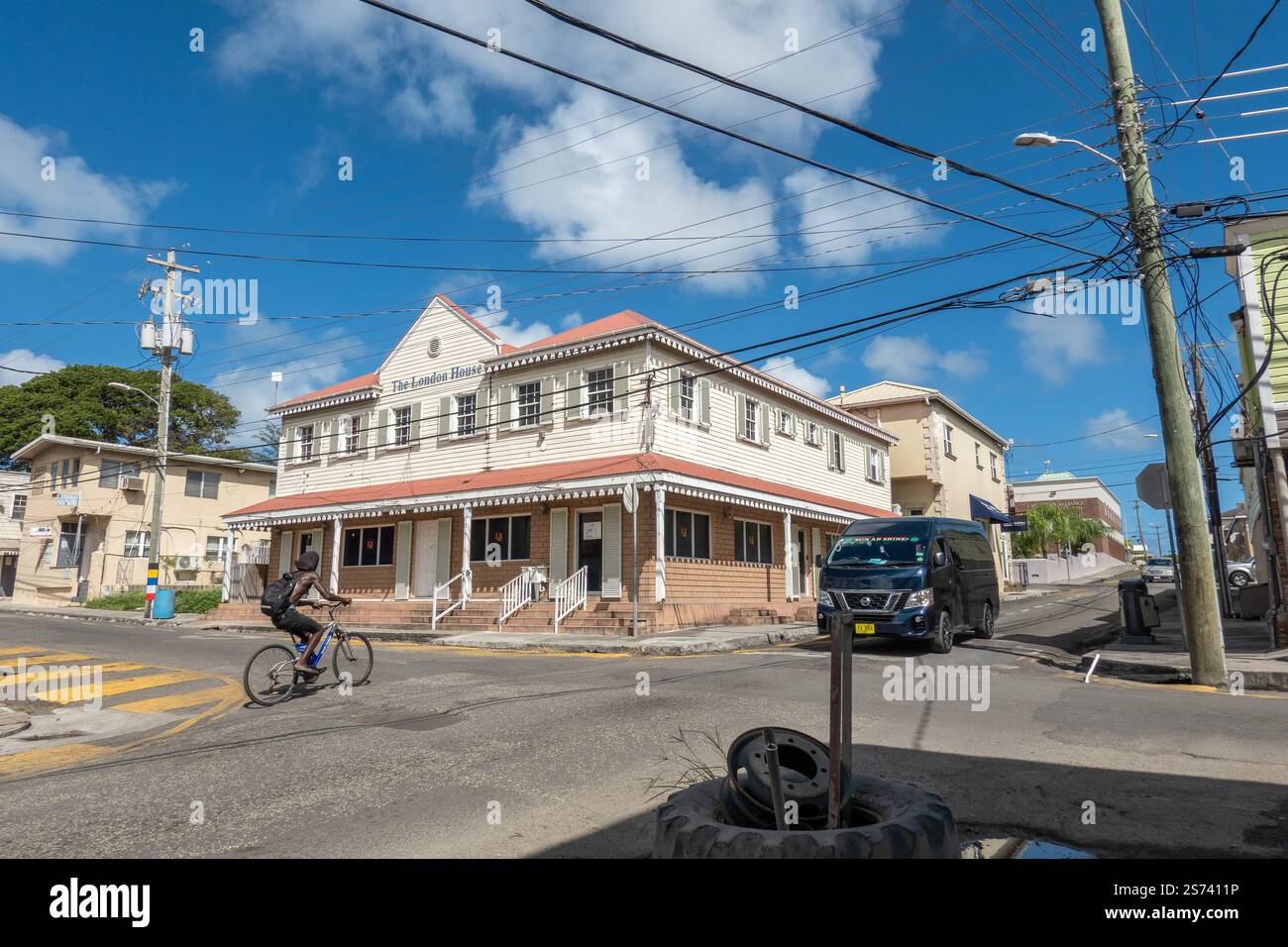 Il London House Business Center a St John's, Antigua e Barbuda, edificio esterno, Isola dei Caraibi Foto Stock