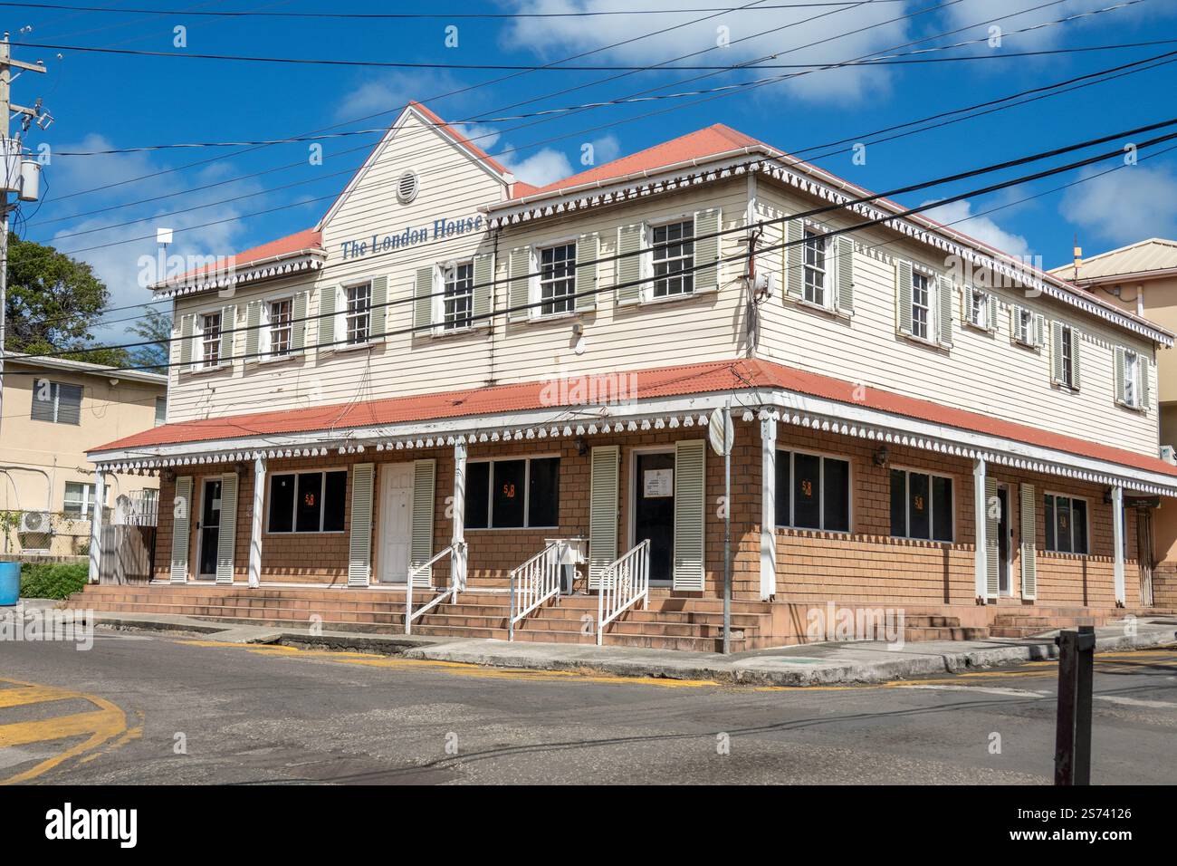 Il London House Business Center a St John's, Antigua e Barbuda, edificio esterno, Isola dei Caraibi Foto Stock