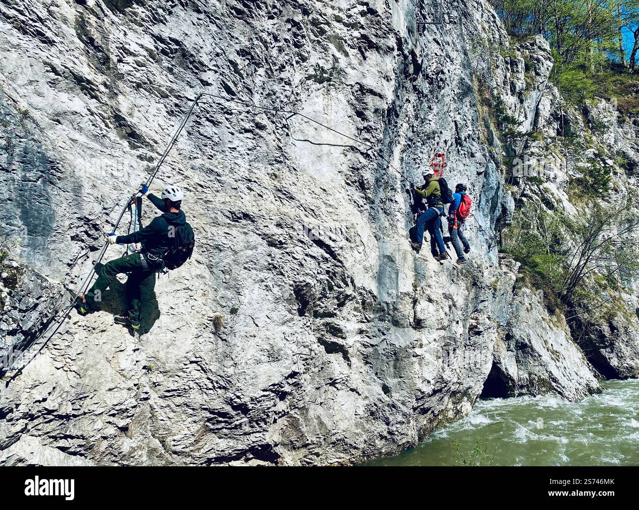 Klettersteig, via Ferrata in delle Alpi austriache - Immagine stock catturata con smartphone