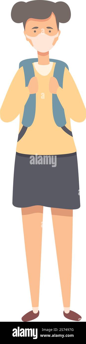 Ragazza carina in maschera icona vettore cartoni animati. Scuola per bambini. Classe sociale. Ragazza carina in maschera icona vettore cartoni animati. Scuola per bambini Illustrazione Vettoriale