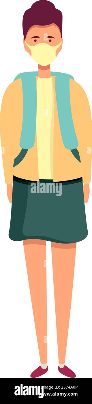Vettore cartoni animati icona protezione viso. Maschera per bambini. Classe sociale. Vettore cartoni animati icona protezione viso. Maschera per bambini Illustrazione Vettoriale