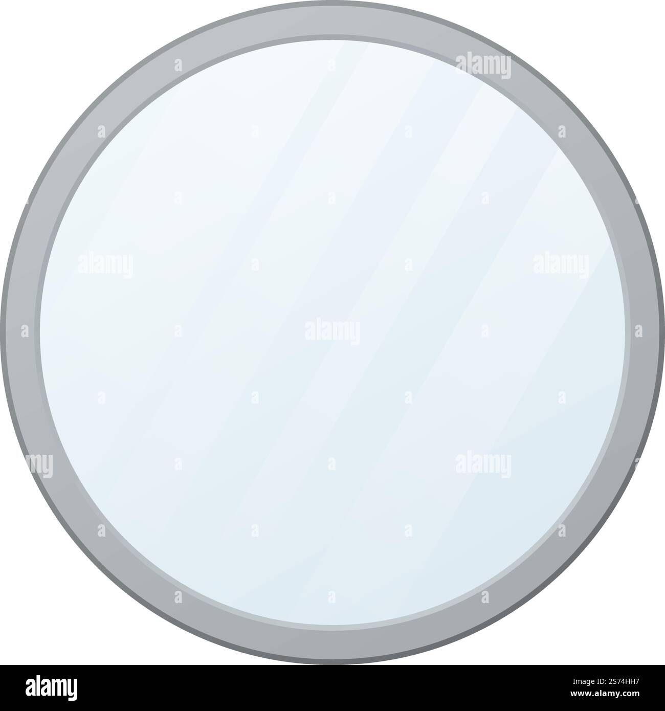 Telaio specchietto. Superficie rotonda in vetro con riflessi sfocati isolata su sfondo bianco. Telaio specchietto. Superficie rotonda in vetro con riflesso sfocato Illustrazione Vettoriale