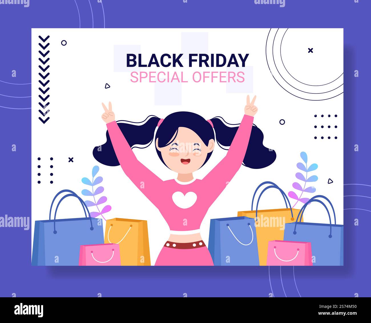 Black Friday Give Big Discount sale Photocall Cartoon modelli disegnati a mano Illustrazione Illustrazione Vettoriale