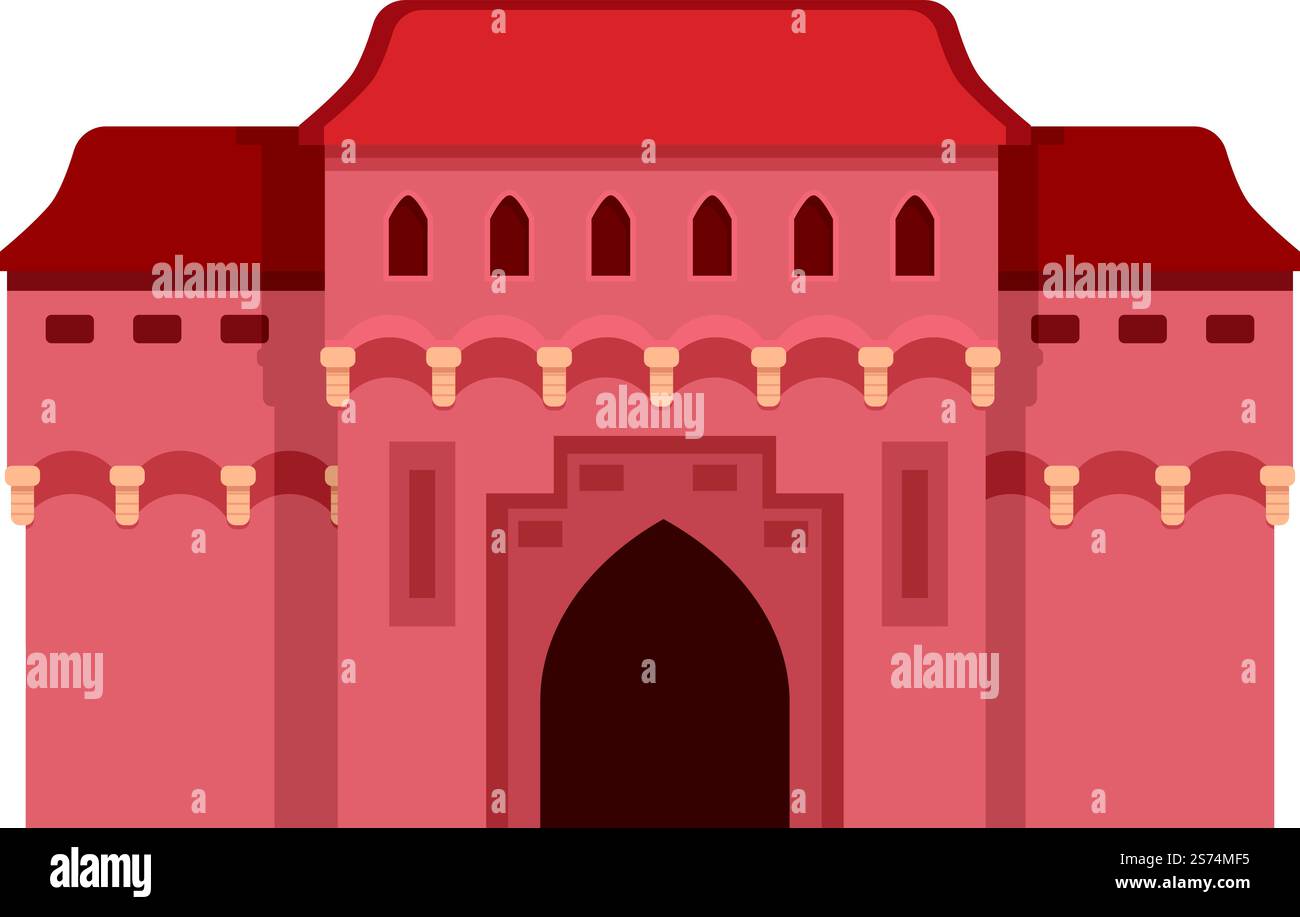 Simbolo della fortezza polacca, vettore di cartoni animati. Polonia turismo. Cultura alimentare. Simbolo della fortezza polacca, vettore di cartoni animati. Polonia turismo Illustrazione Vettoriale