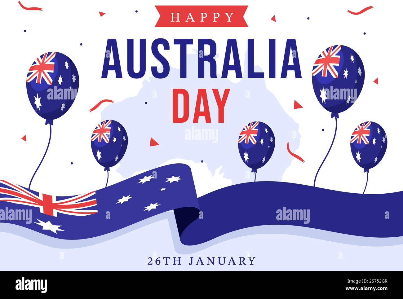 Happy Australia Day osservato ogni anno il 26th gennaio con bandiere e mappa alla diversità dei popoli in Cartoon piano modello disegnato a mano Illustrazione Illustrazione Vettoriale
