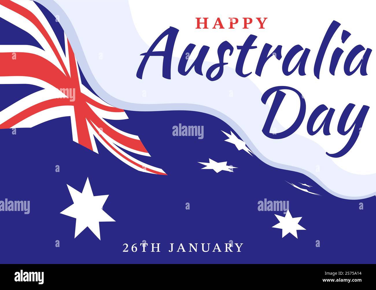 Happy Australia Day osservato ogni anno il 26th gennaio con bandiere e mappa alla diversità dei popoli in Cartoon piano modello disegnato a mano Illustrazione Illustrazione Vettoriale