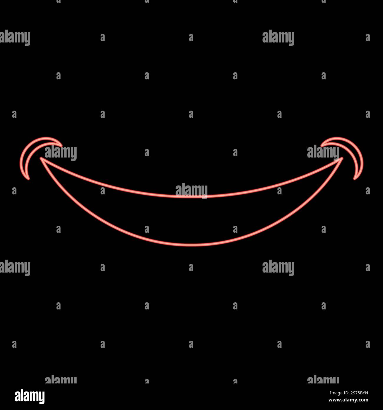 Sorriso al neon Smlie doodle colore rosso immagine vettoriale luce piatta. Sorriso al neon Smlie doodle colore rosso immagine vettoriale stile piatto Illustrazione Vettoriale