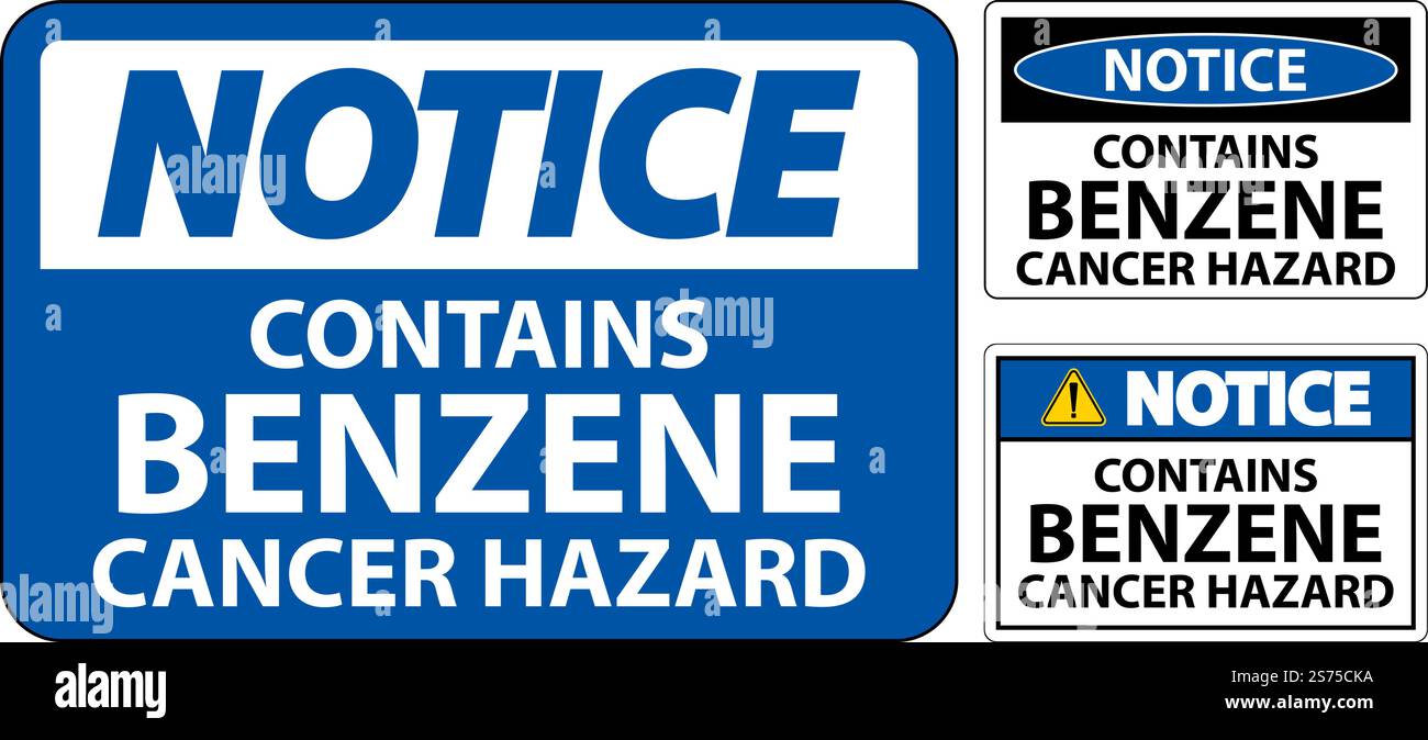 L'avviso contiene il segno benzene su sfondo bianco Illustrazione Vettoriale
