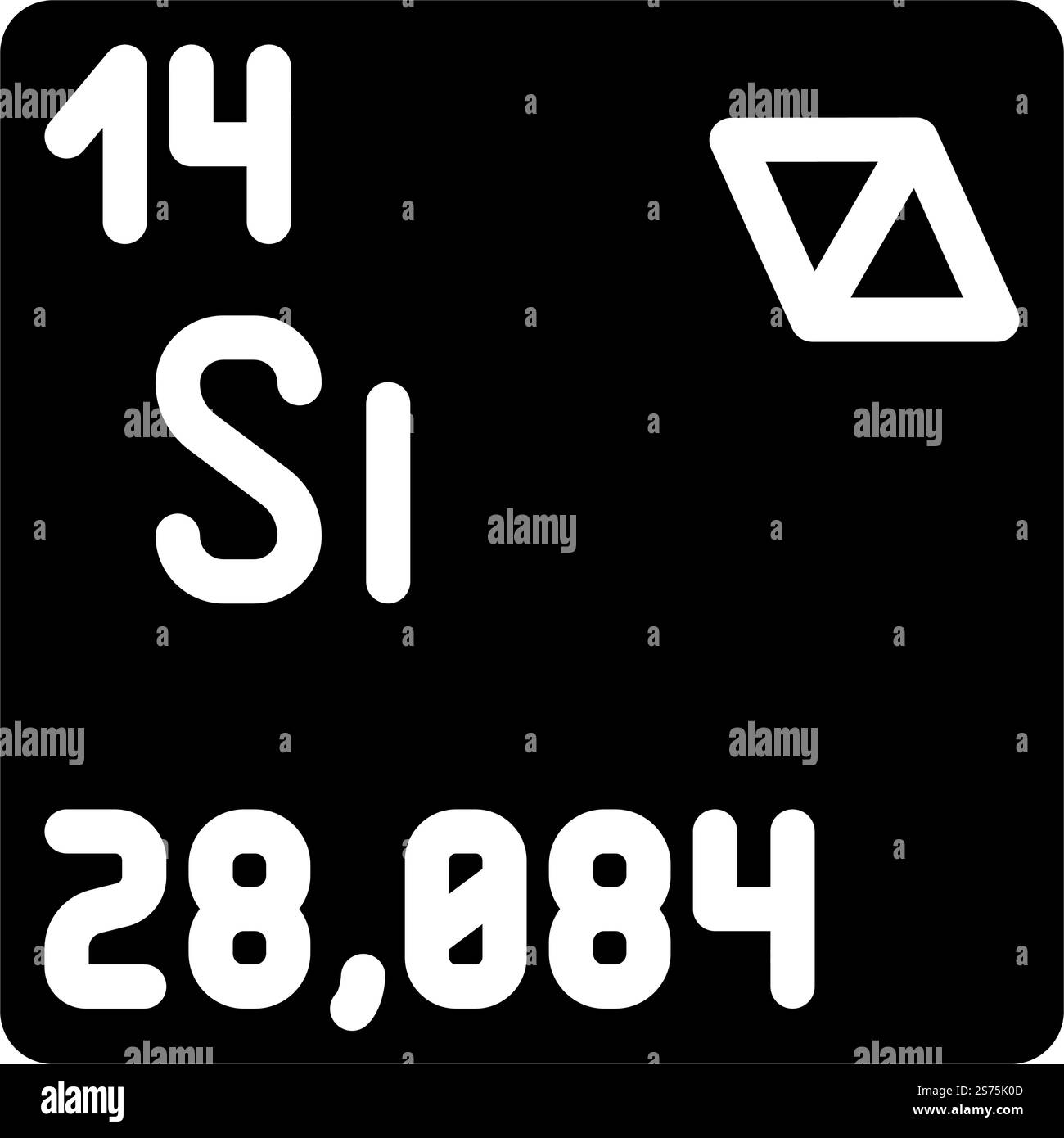 vettore icona glifo elemento chimico al silicio. segno elemento chimico al silicio. illustrazione del simbolo isolato. illustrazione vettoriale icona glifo elemento chimico al silicio Illustrazione Vettoriale