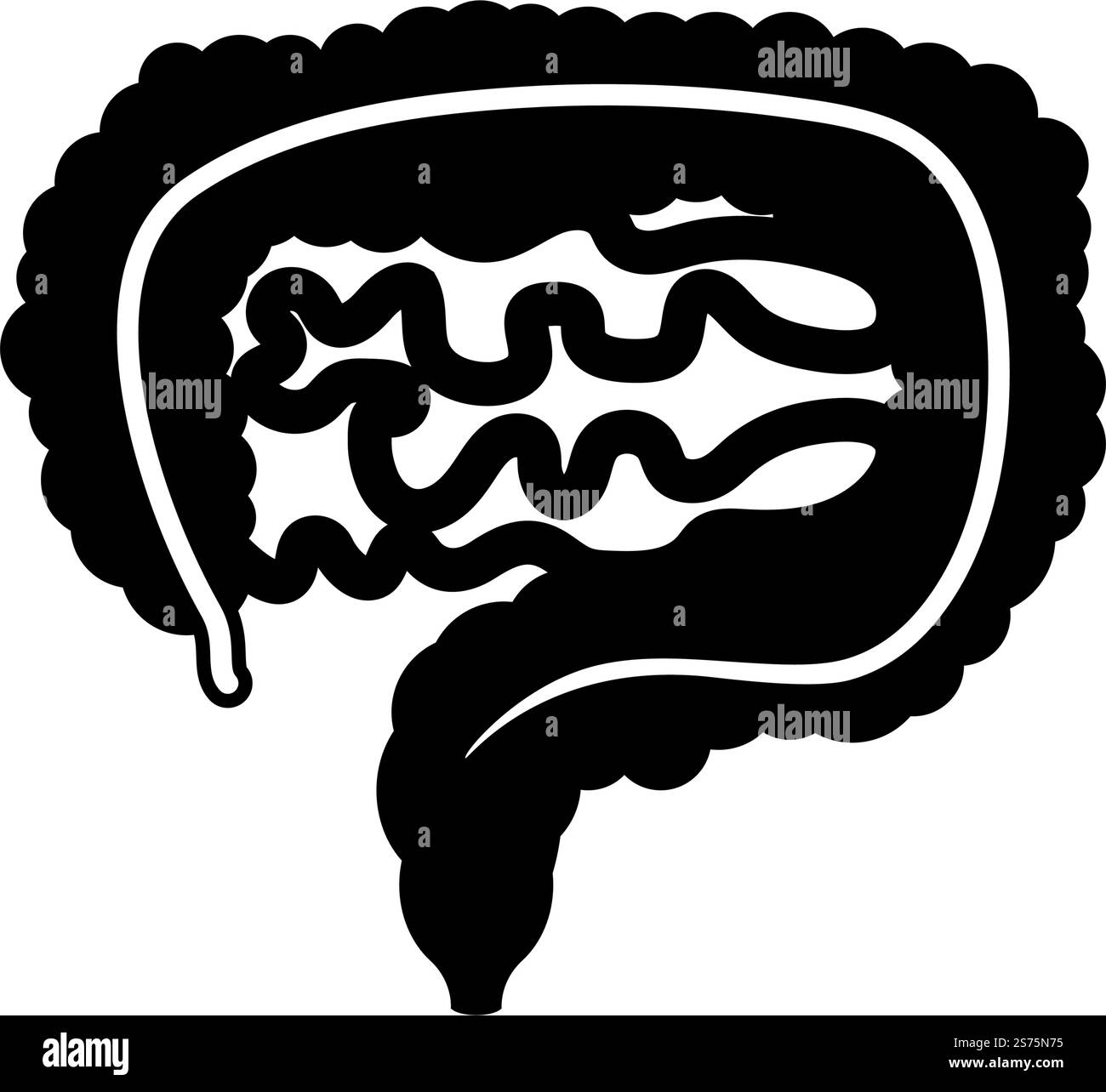 Icona illustrazione intestino vettore di disegno piatto Illustrazione Vettoriale