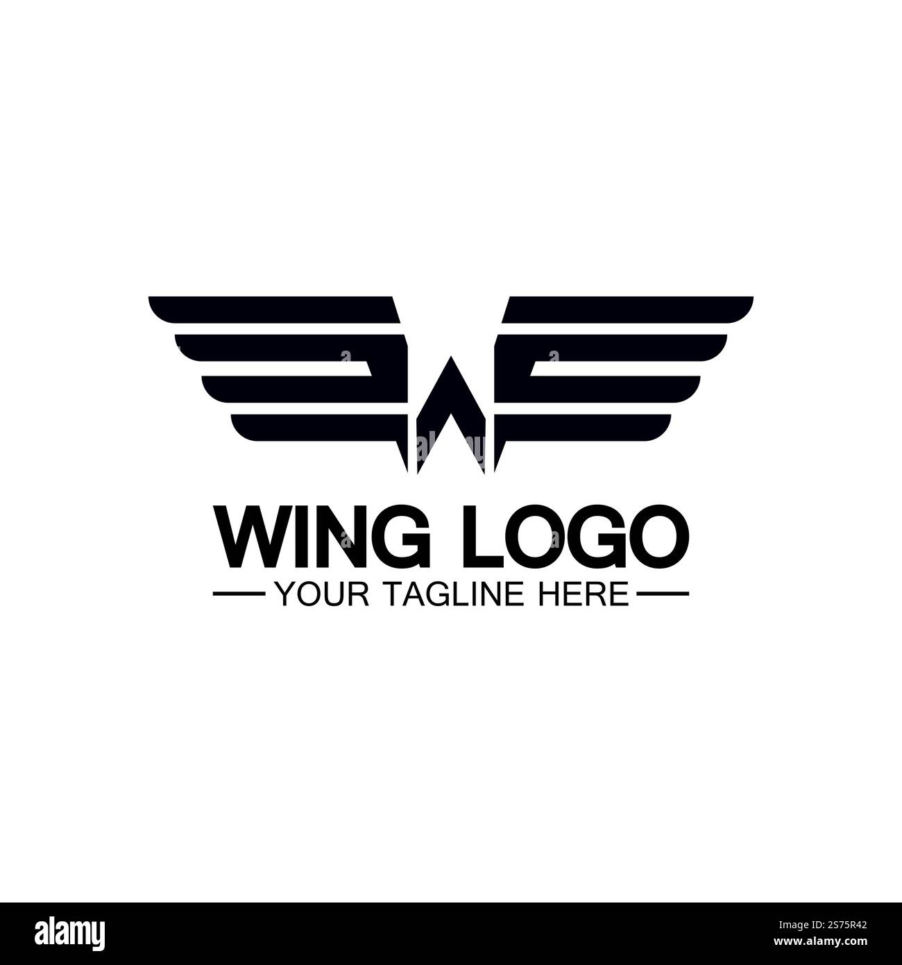 Lettera W per logo Wings, combinazione lettera w e ali Illustrazione Vettoriale