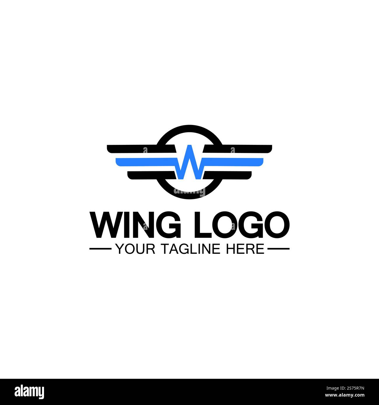 Lettera W per logo Wings, combinazione lettera w e ali Illustrazione Vettoriale