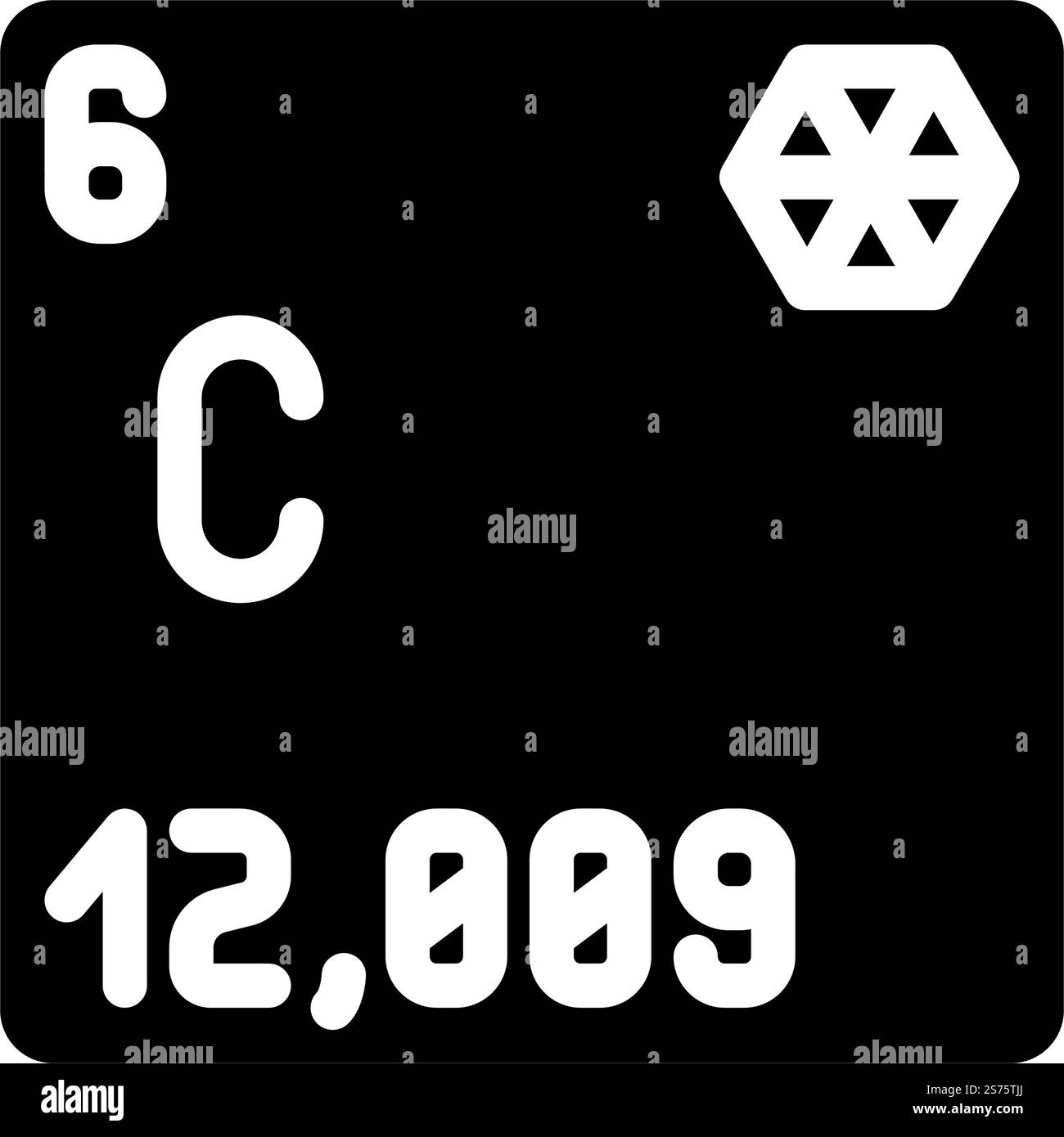 vettore icona glifo elemento chimico al carbonio. simbolo elemento chimico al carbonio. illustrazione del simbolo isolato. illustrazione vettoriale icona glifo elemento chimico al carbonio Illustrazione Vettoriale