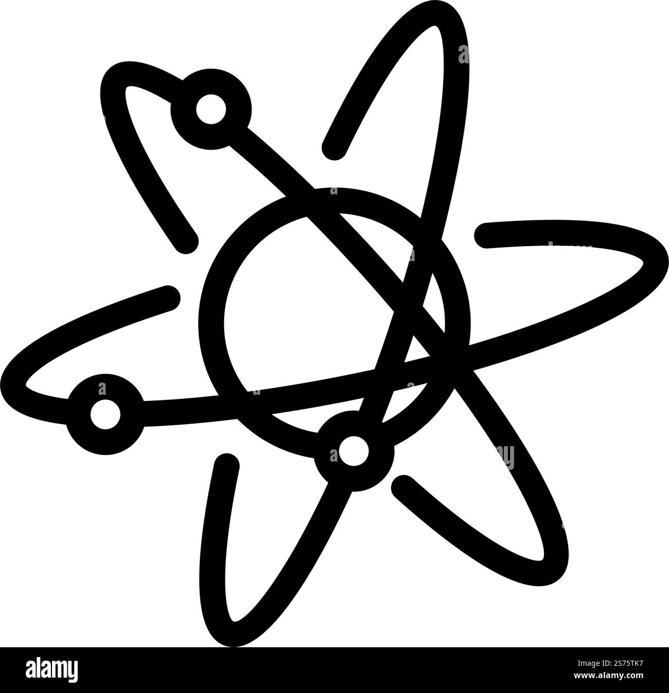 vettore icona linea chimica atom. segno chimica atom. illustrazione nera del simbolo del contorno isolato. illustrazione vettoriale dell'icona della linea chimica atom Illustrazione Vettoriale