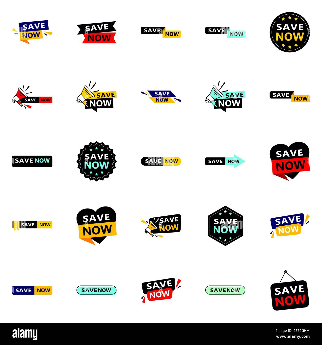 25 banner tipografici versatili per promuovere il risparmio su più piattaforme Illustrazione Vettoriale