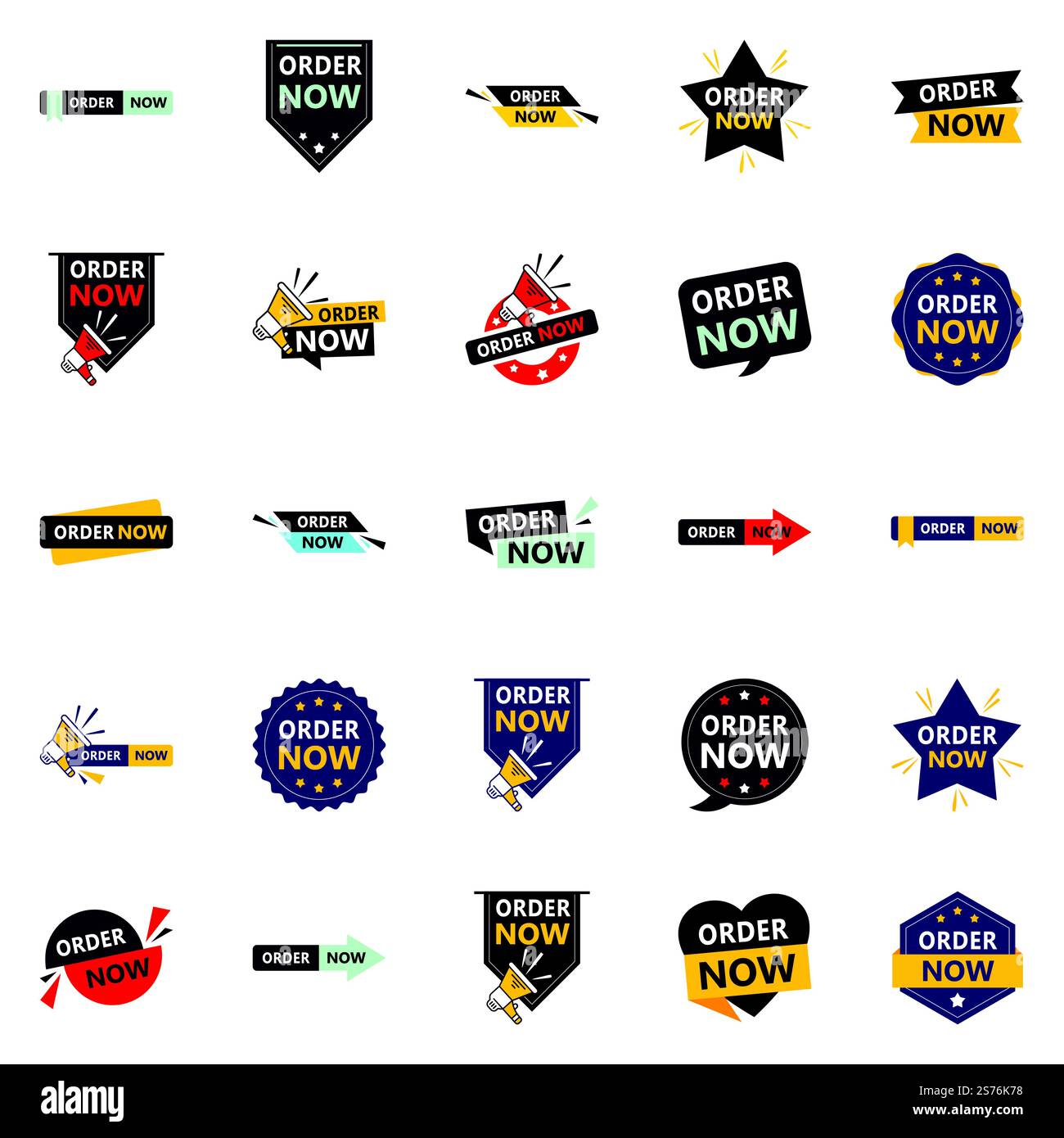 Promuovi i tuoi prodotti o servizi con stile con i nostri banner Pack of 25 Order Now Illustrazione Vettoriale