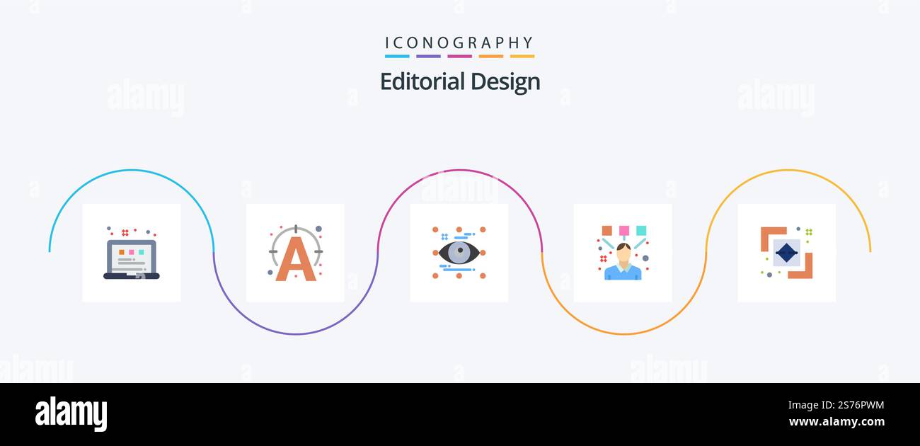 Pacchetto icone Editorial Design Flat 5 con la differenza. figura. editor. vista Illustrazione Vettoriale