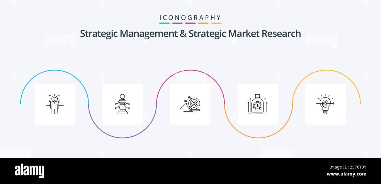 Strategic Management and Strategic Market Research Line 5 Icon Pack prestito incluso. dollaro. gioco. denaro. messa a fuoco Illustrazione Vettoriale