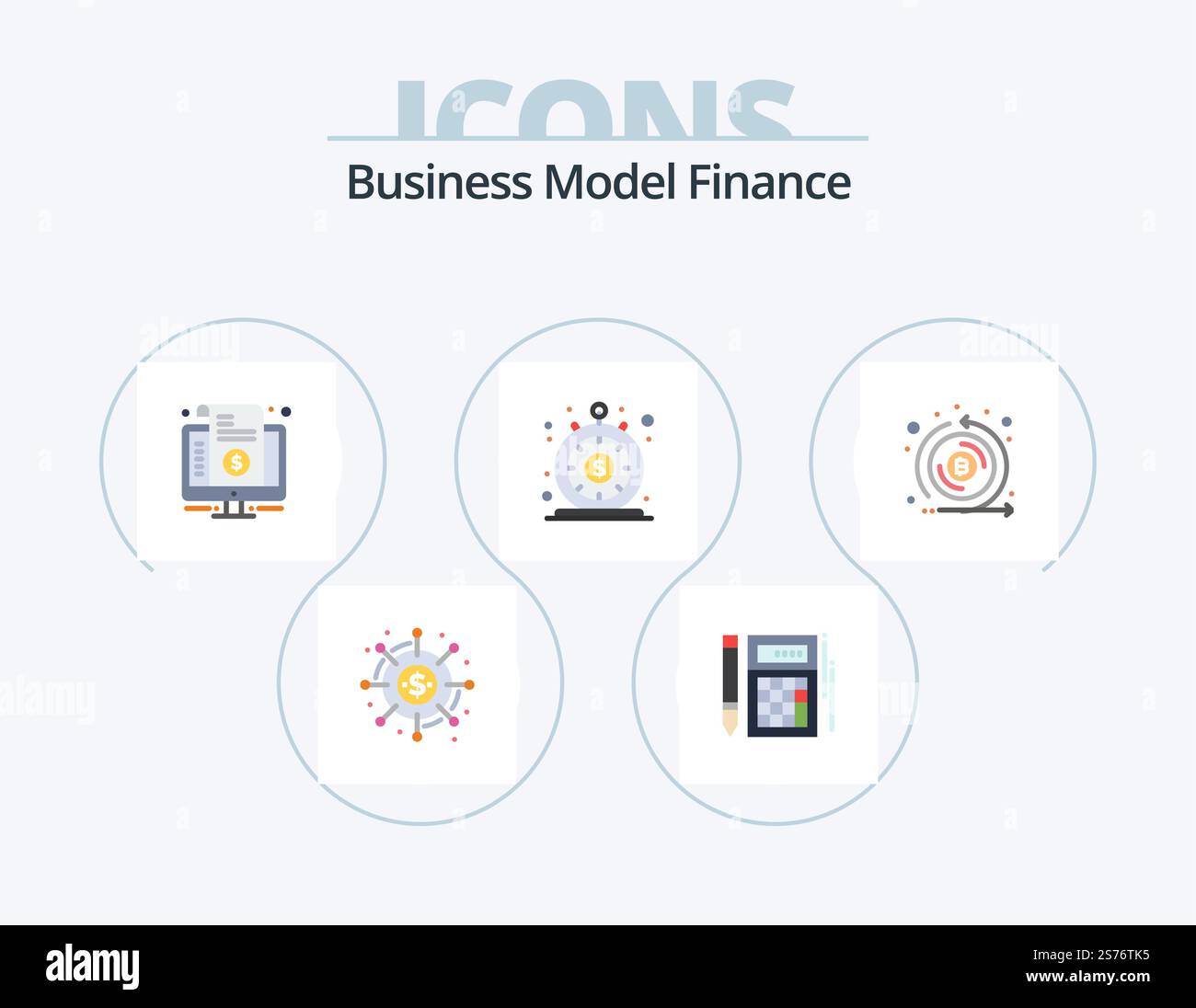 Finanza Flat Icon Pack 5 Icon Design. prestito. finanza. finanziario. acquisto. fattura Illustrazione Vettoriale