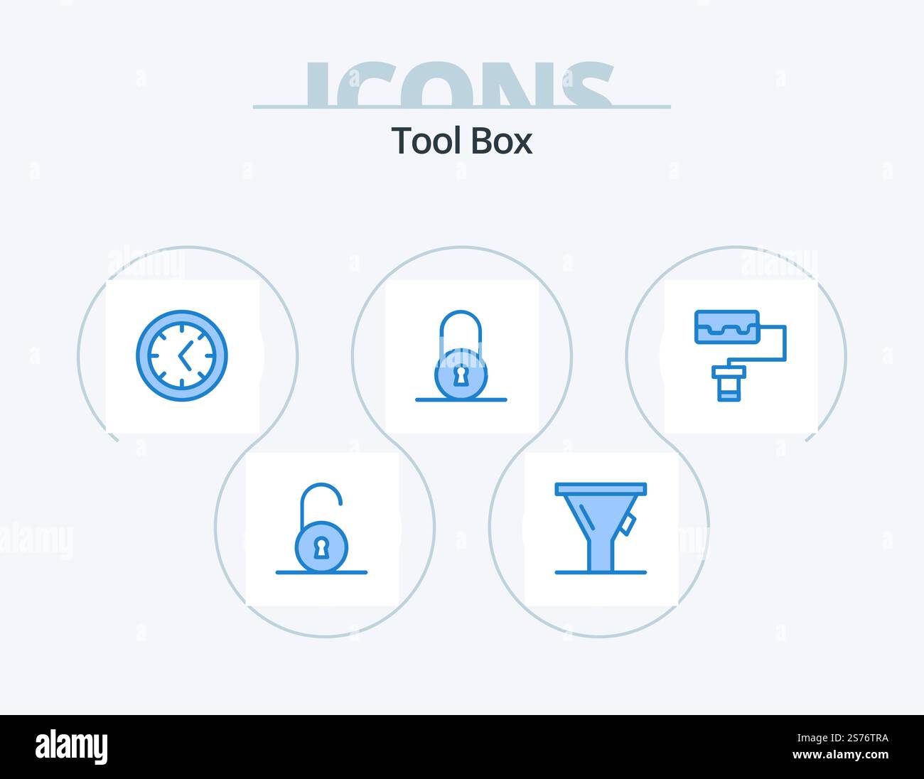 Strumenti Blue Icon Pack 5 Icon Design. . blocco. rullo Illustrazione Vettoriale