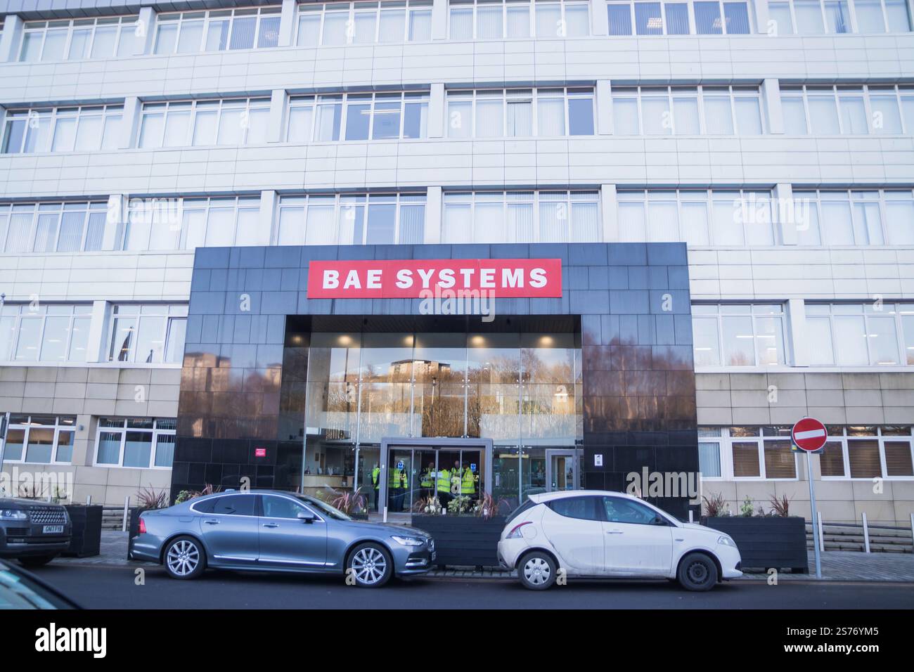 Ingresso all'edificio BAE Systems di Glasgow Foto Stock