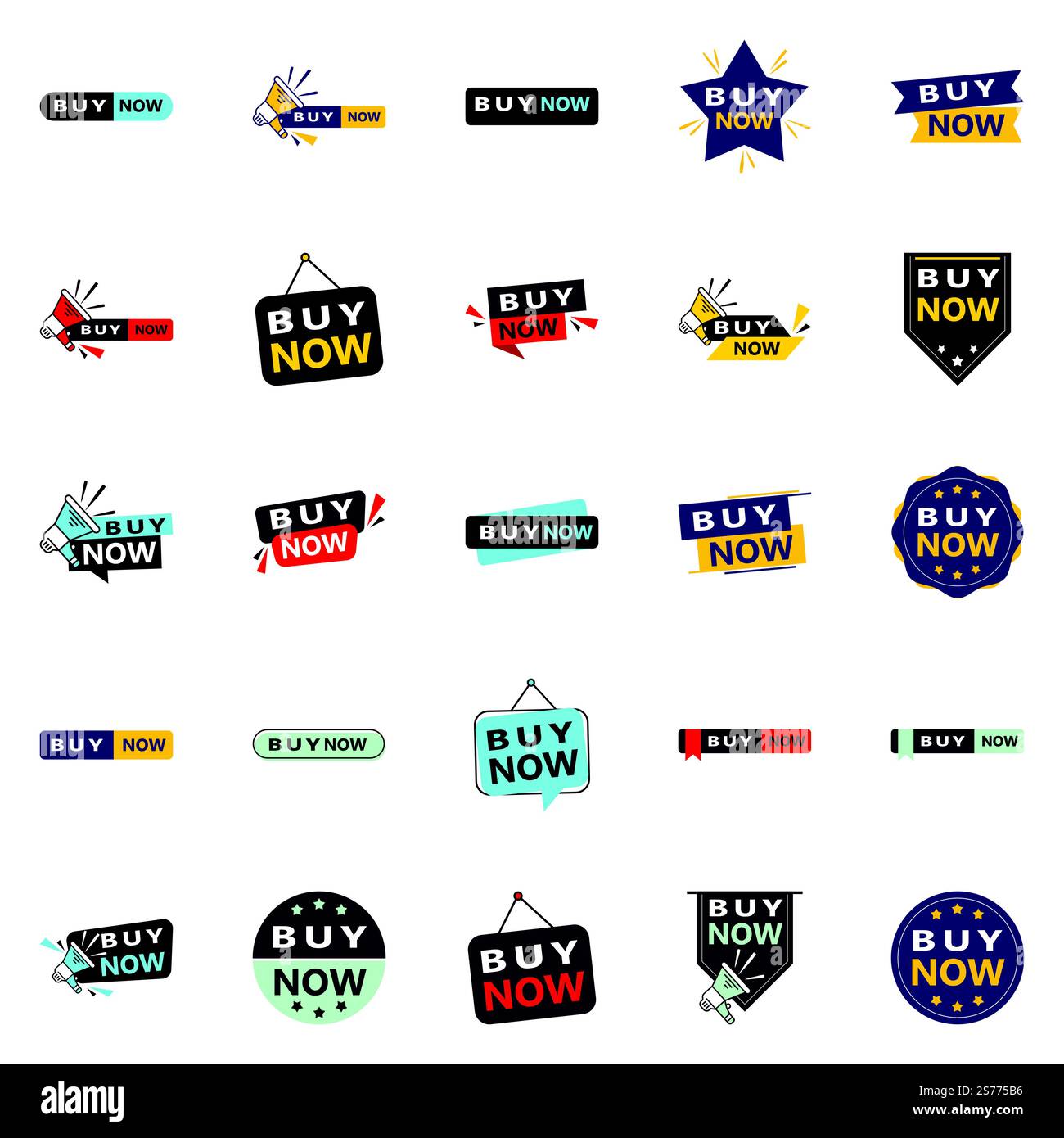 Acquista ora 25 nuovi elementi tipografici per una vivace campagna di vendita Illustrazione Vettoriale