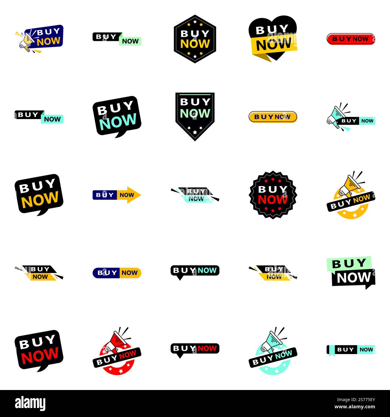 Acquista ora 25 nuovi elementi tipografici per una vivace campagna di vendita Illustrazione Vettoriale