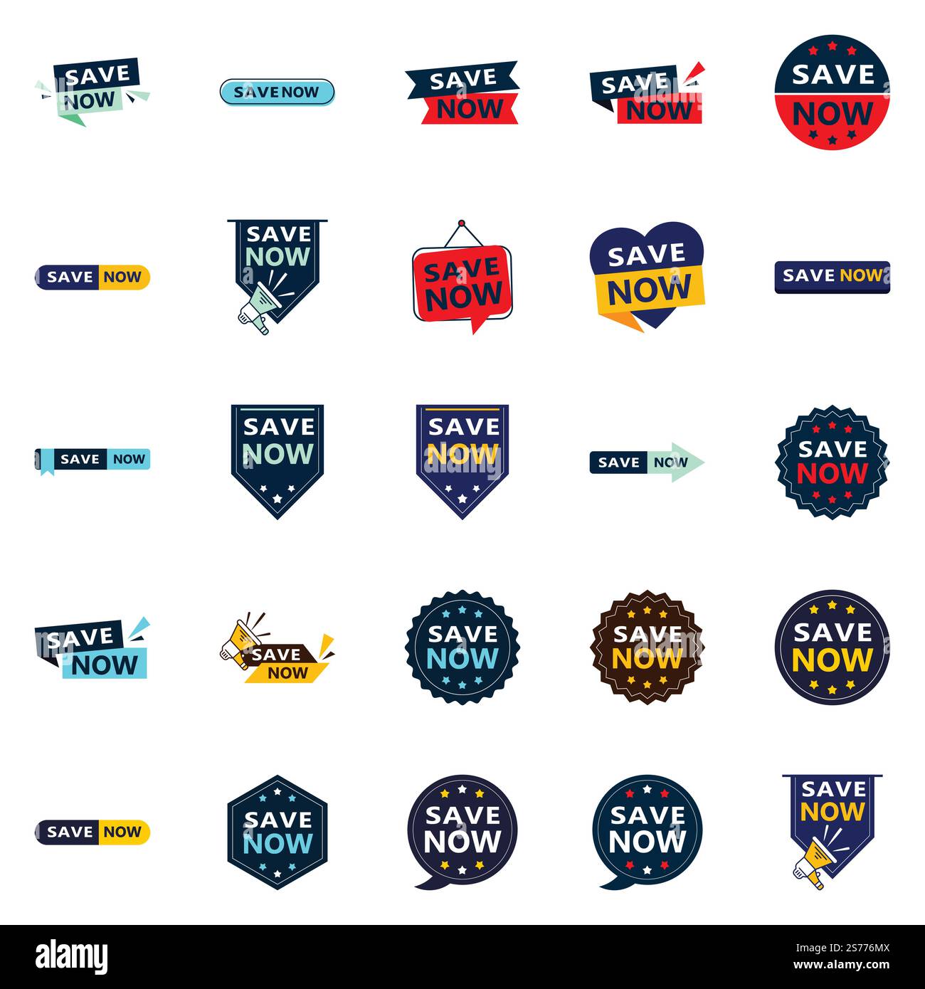 25 disegni tipografici di alta qualità per una campagna di risparmio premium Salva ora Illustrazione Vettoriale