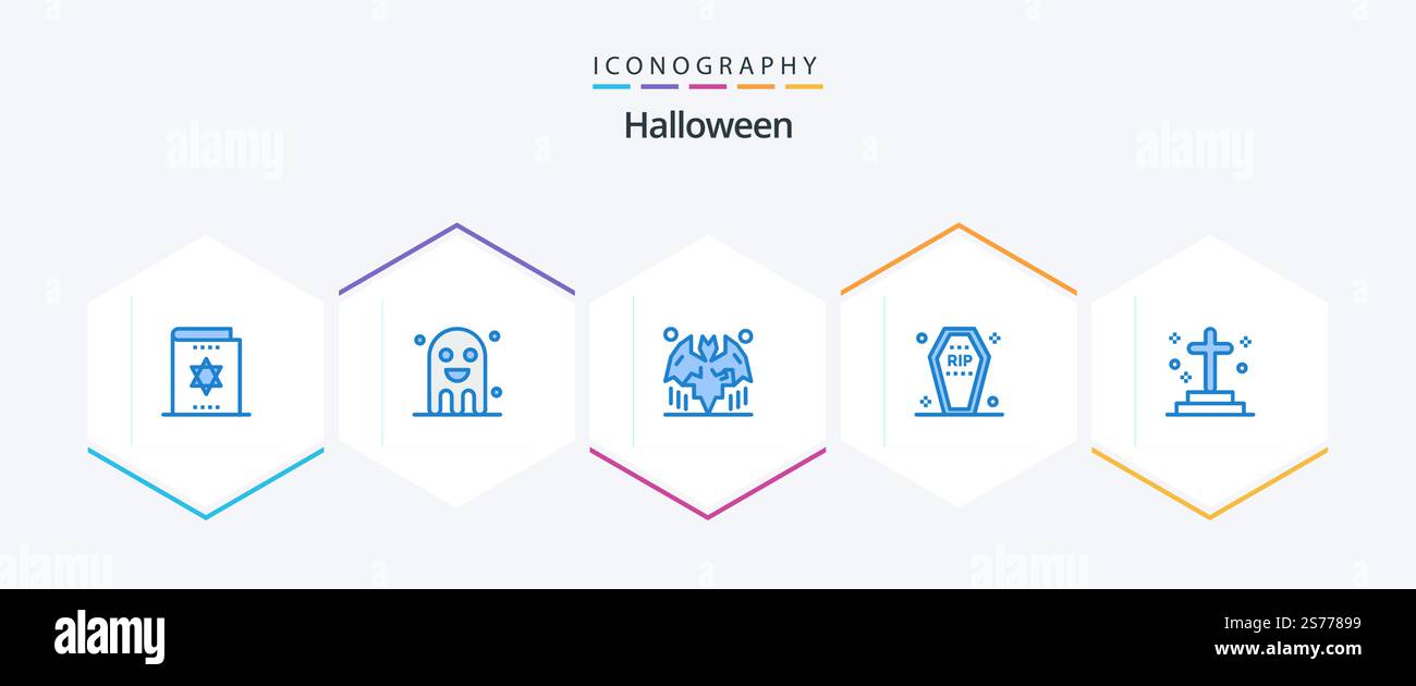 Halloween 25 pacchetto icone blu compreso funerale. bara. fantasma. casket. halloween Illustrazione Vettoriale