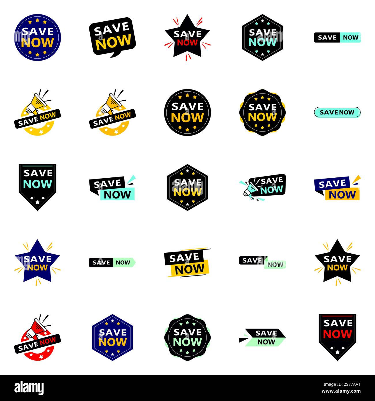 25 banner tipografici versatili per promuovere il risparmio su più piattaforme Illustrazione Vettoriale