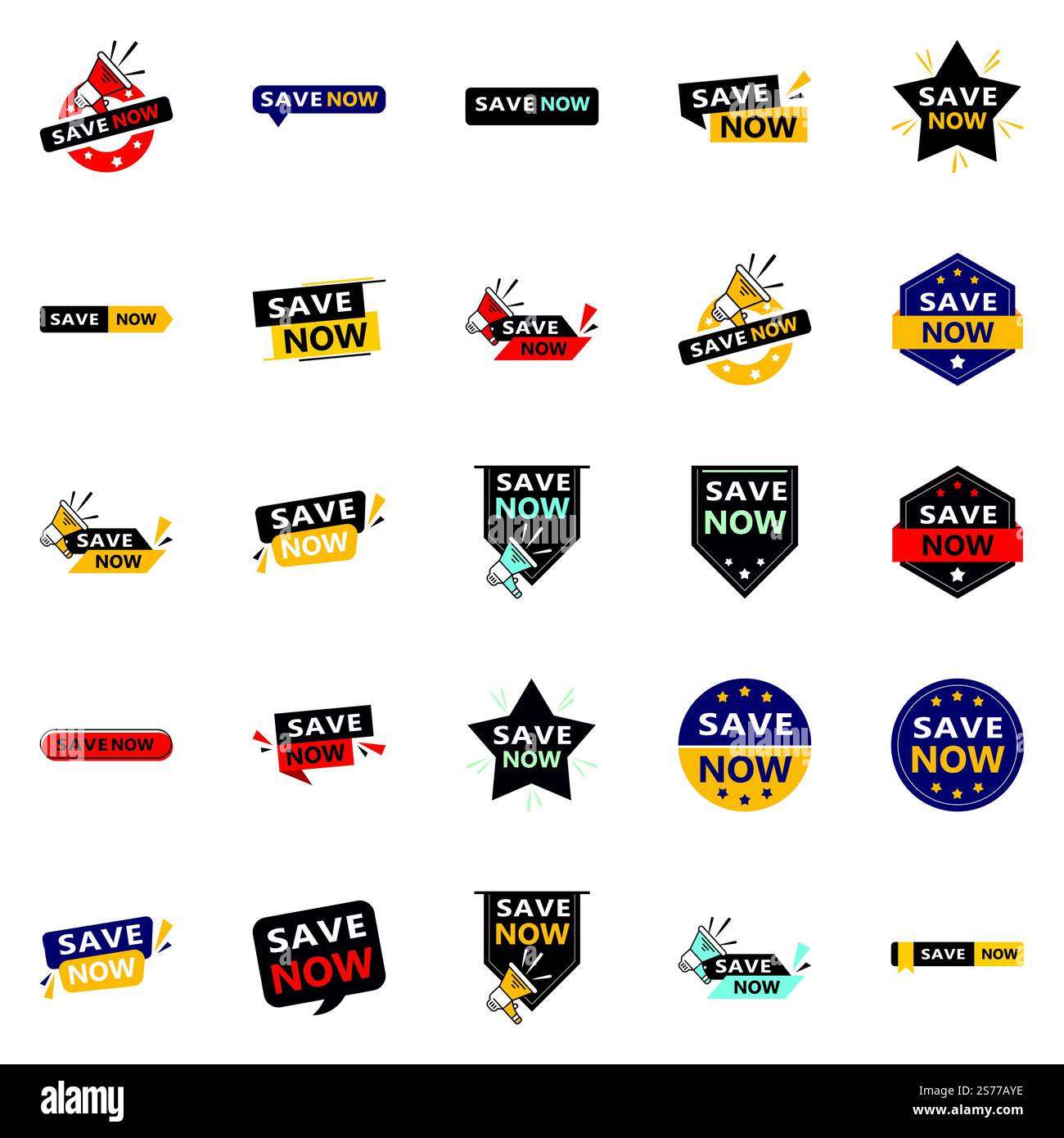 25 banner tipografici innovativi per un nuovo approccio alla promozione del risparmio Illustrazione Vettoriale