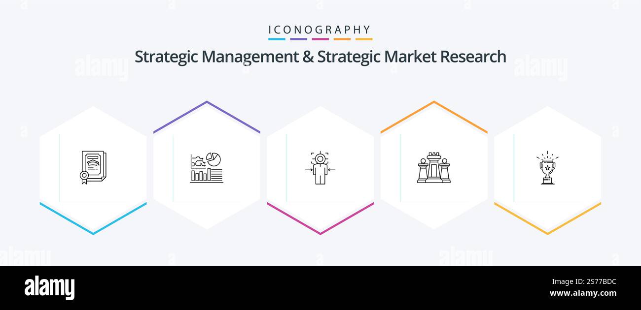 Strategic Management and Strategic Market Research 25 Line Icon pacchetto di icone che include tecnologia. strategia. uomo. computer. obiettivo Illustrazione Vettoriale