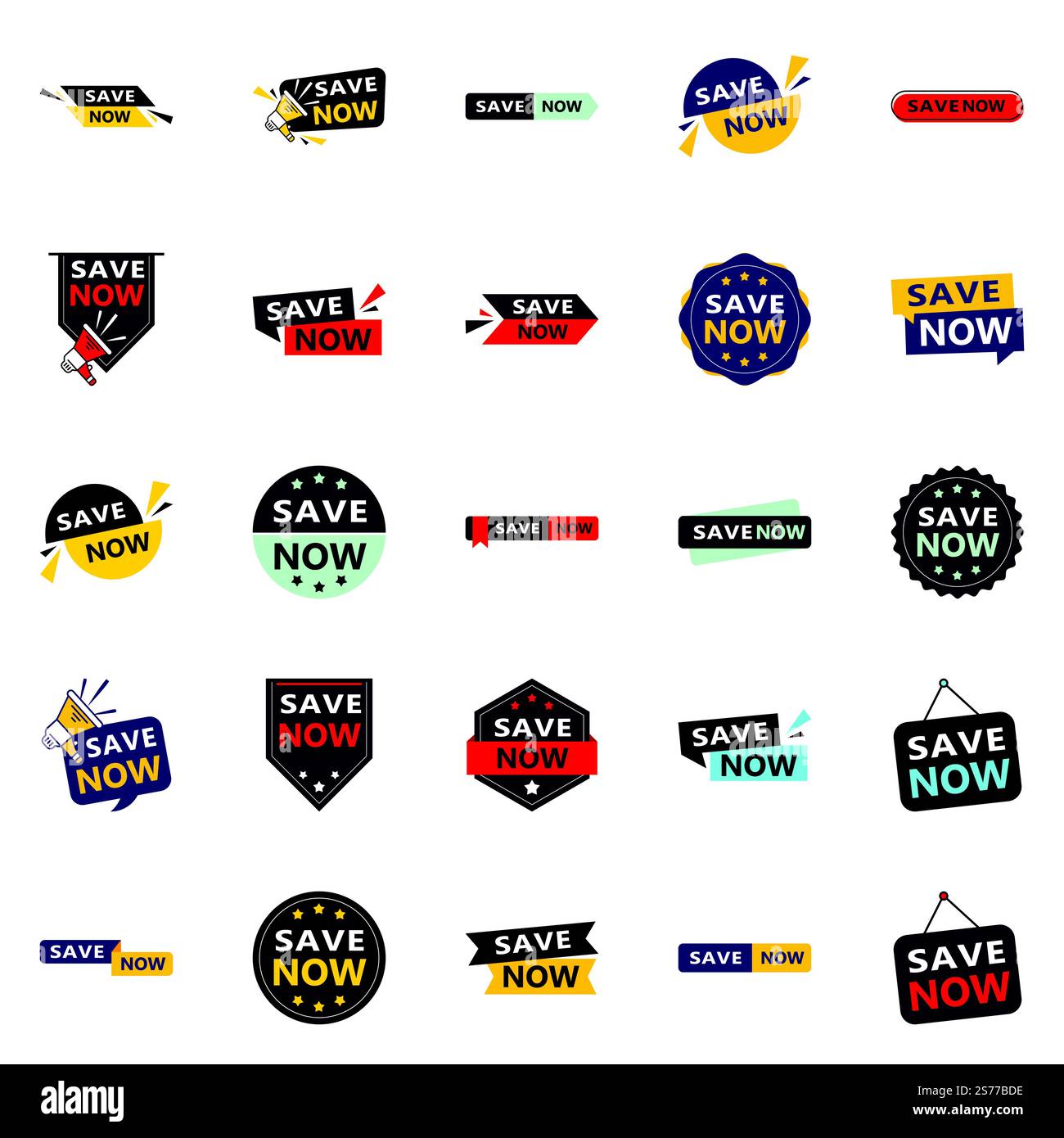 25 banner tipografici versatili per promuovere il risparmio su più supporti Illustrazione Vettoriale