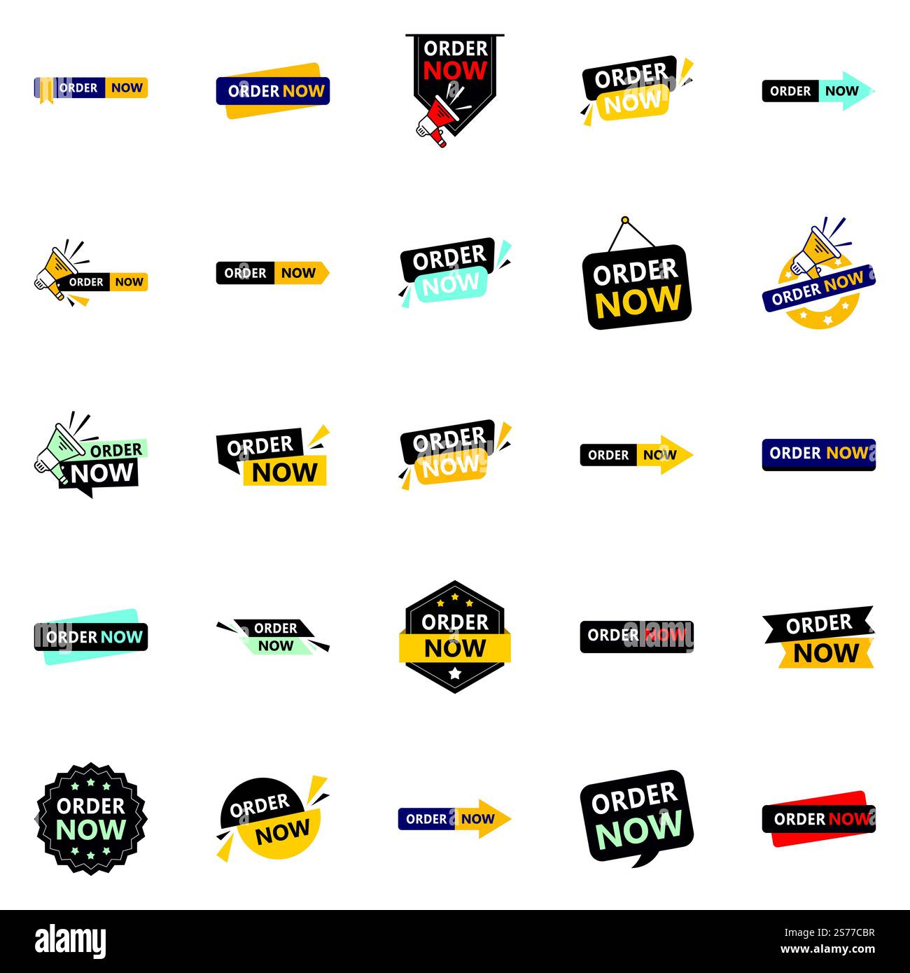Promuovi i tuoi prodotti o servizi con stile con i nostri banner Pack of 25 Order Now Illustrazione Vettoriale