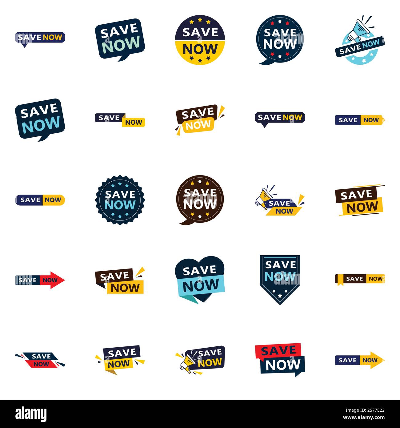 25 disegni tipografici professionali per una campagna di risparmio lucida Salva ora Illustrazione Vettoriale