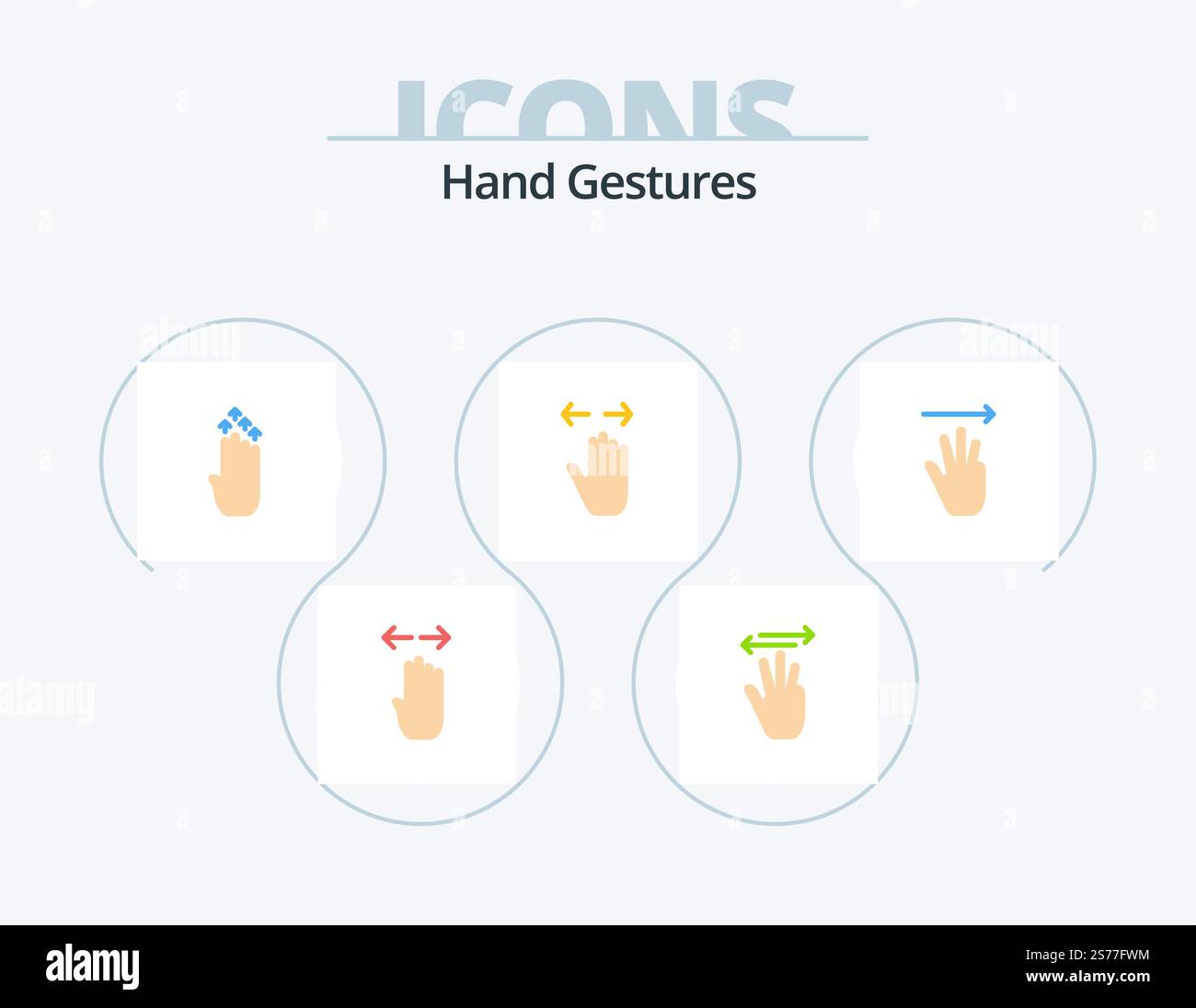 Gesti delle mani Flat Icon Pack 5 Icon Design. sinistra. mano. sinistra. su. gesto Illustrazione Vettoriale