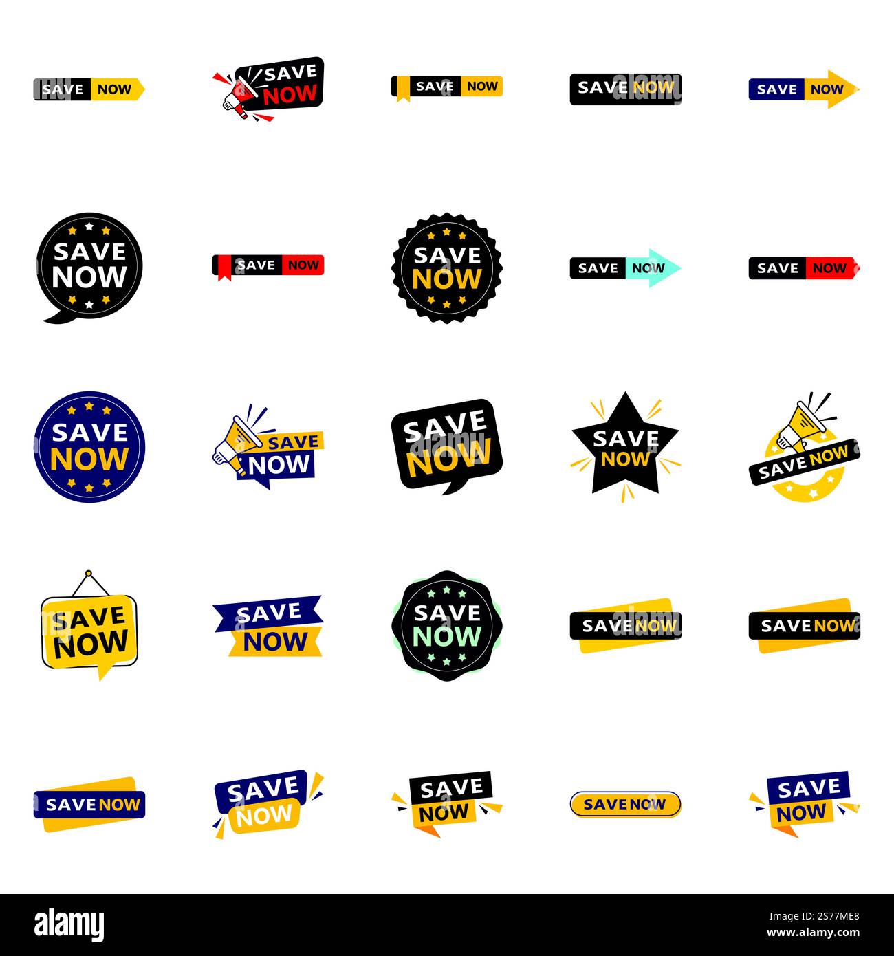 25 disegni tipografici professionali per una campagna di risparmio lucida Salva ora Illustrazione Vettoriale