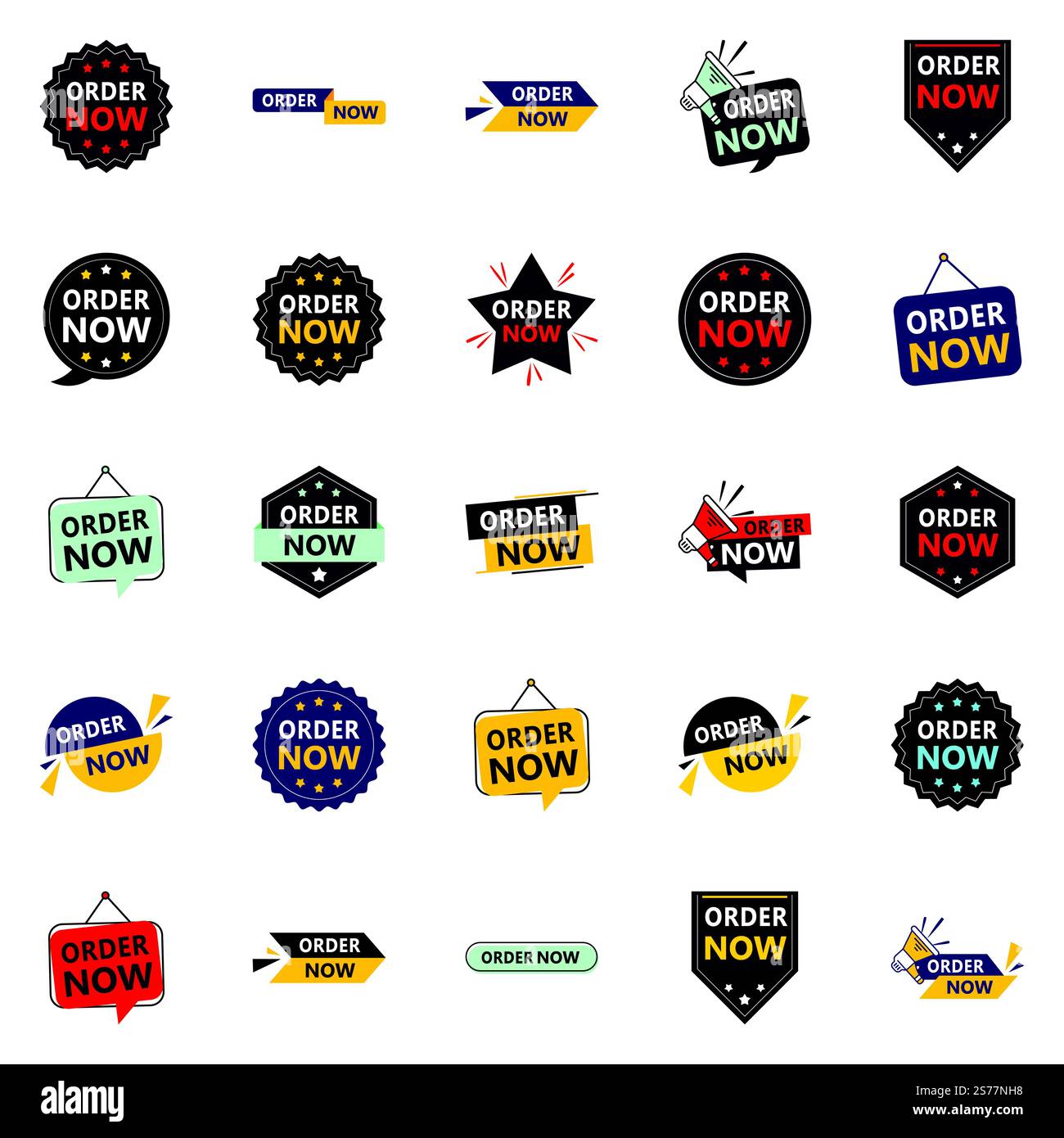Promuovi i tuoi prodotti o servizi con stile con i nostri banner Pack of 25 Order Now Illustrazione Vettoriale