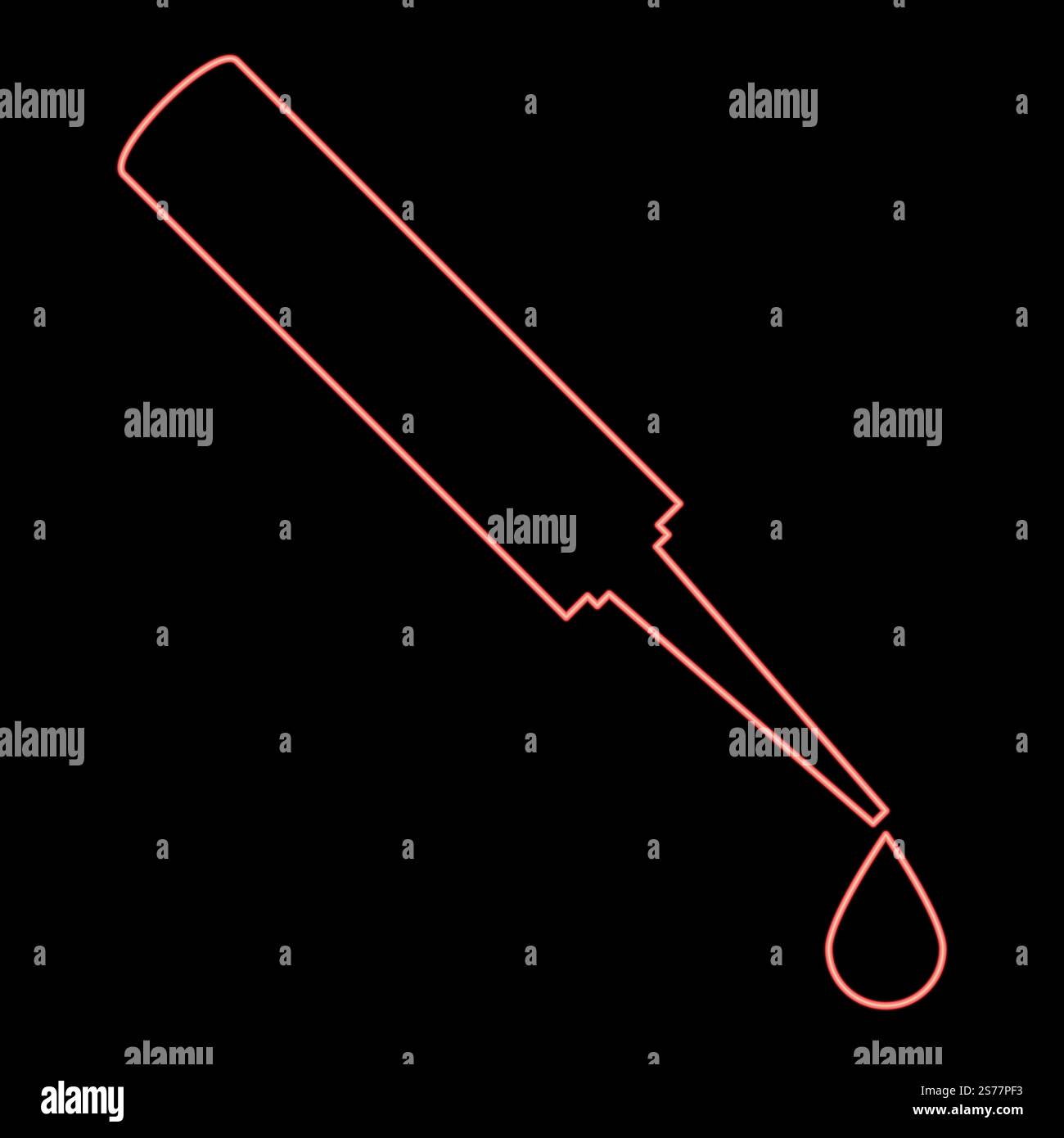 Colla al neon con goccia silicone rosso colore vettoriale immagine luce piatta. Colla al neon con goccia silicone rosso vettoriale immagine piatta Illustrazione Vettoriale