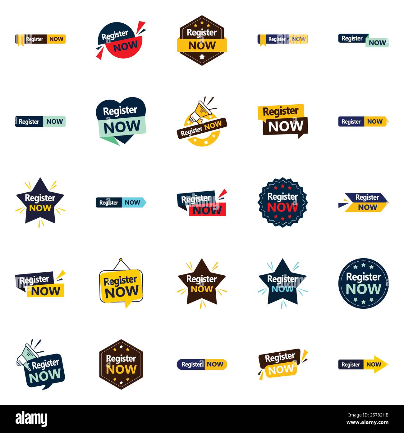 Registrati ora 25 disegni tipografici di alta qualità Illustrazione Vettoriale