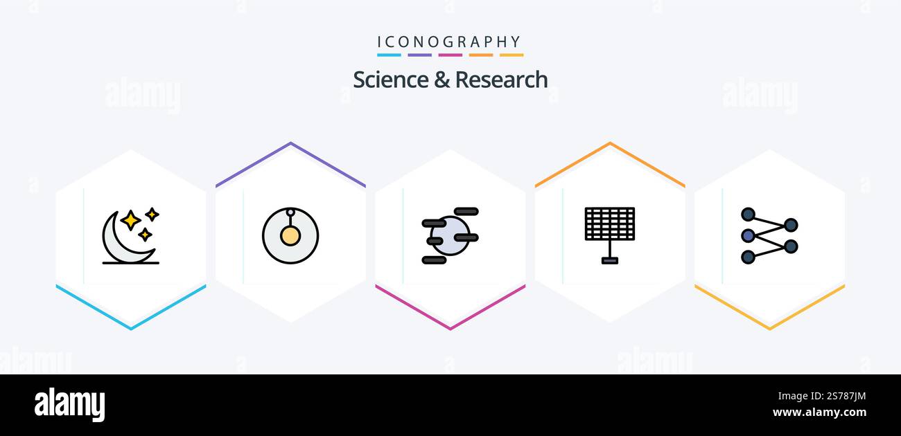 Pacchetto icone di Science 25 FilledLine che include . batteria. . scienza Illustrazione Vettoriale