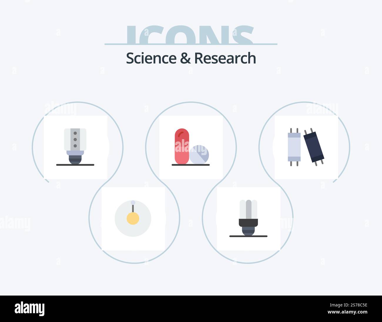 Science Flat Icon Pack 5 Icon Design. . medicina. . lampada Illustrazione Vettoriale