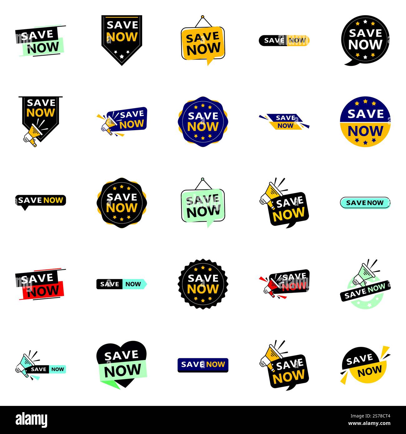 25 banner tipografici innovativi per una promozione risparmio contemporanea Illustrazione Vettoriale