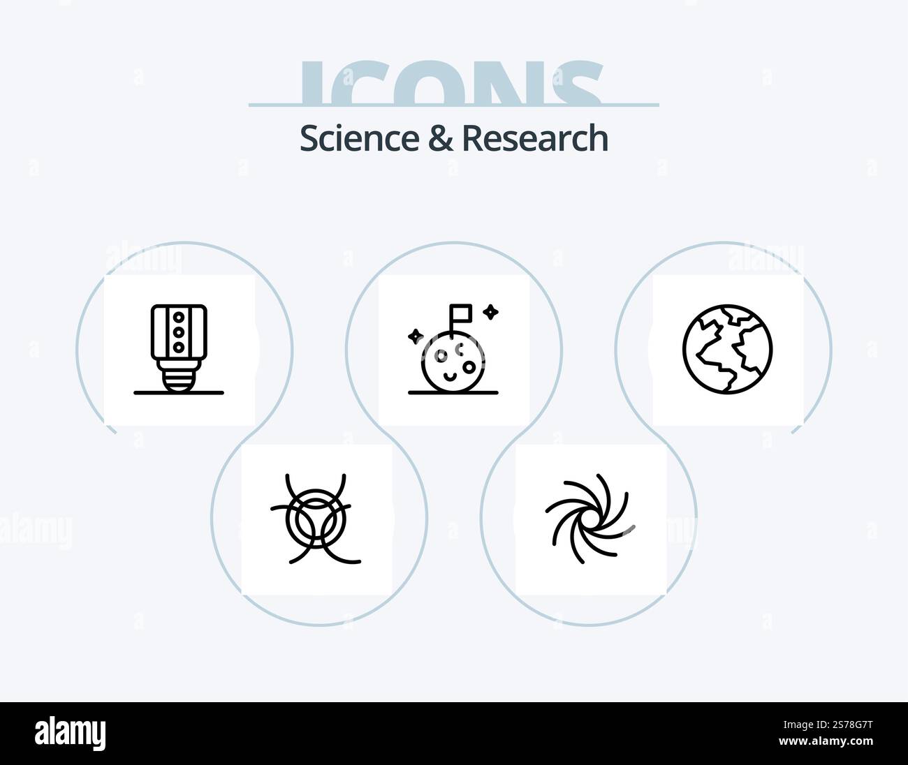 Science Line Icon Pack 5 Icon Design. . pianeta. spazio Illustrazione Vettoriale