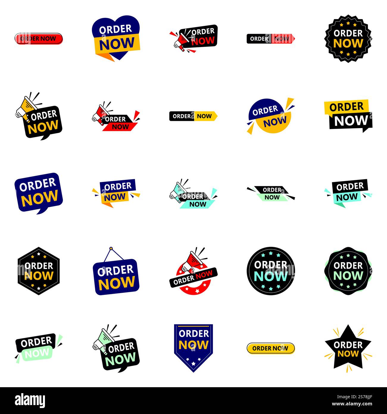 Promuovi i tuoi prodotti o servizi con stile con i nostri banner Pack of 25 Order Now Illustrazione Vettoriale