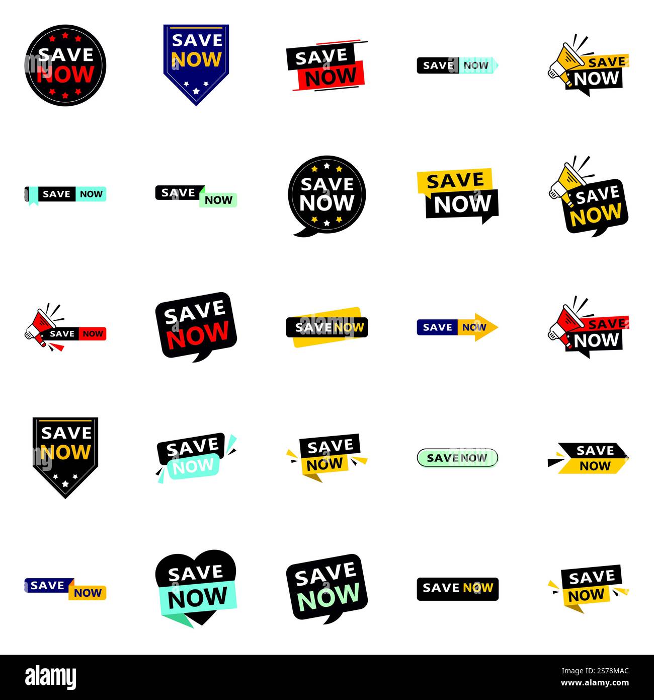 25 banner tipografici innovativi per una promozione risparmio contemporanea Illustrazione Vettoriale